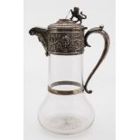 A Victorian silver mounted glass claret jug, maker John Grinsell & Sons, Birmingham,