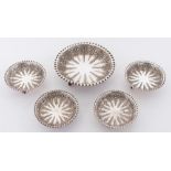 A Victorian silver five-piece fruit set, maker Richard Martin & Ebenezer Hall, Sheffield,