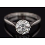 A diamond single-stone ring: with circular brilliant-cut stone approximately 7.9mm x 4.