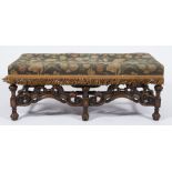 A walnut long stool in the William and Mary taste:,