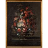 Follower of Gaspar Peeter Verbruggen [18th century]- A still life of peonies, chrysanthemums,