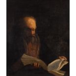 Manner of Jan Lievens [19th Century]- Study of a priest reading a religious text:- oil on canvas 85