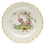 A Worcester dessert plate: with scalloped edge,