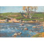 * Samuel John Lamorna Birch [1869-1955]- A river landscape:- signed bottom right oil on board 24 x