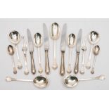 An Elizabeth II silver Trefid and Lace pattern part flatware service,