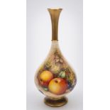 A Royal Worcester porcelain vase: of tear drop form,