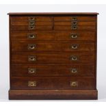 A late 19th/early 20th Century mahogany plan chest:,