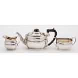 A George V silver three-piece tea service, maker J B Chatterley and Sons, Birmingham,