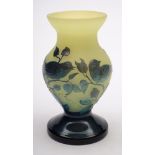 A French cameo glass vase: of footed baluster form,