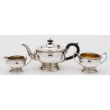 A George VI silver three-piece tea service, maker William Bush & Sons, Sheffield,