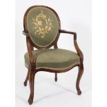 A mahogany open armchair:, in the Hepplewhite taste,