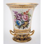 A Derby porcelain jardiniere and two-handled stand: of trumpet form,