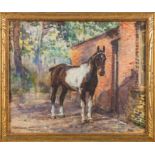 * Alice des Clayes [1890-1968]- Hunter in a yard:- watercolour 23 x 28cm.