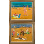 * Edward James Morss [b.1906]- Dieppe Beach scenes:- two, both signed oils on canvas each 50 x 60cm.