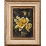 Mrs Ellen W Soal [20th Century]- Yellow Rose: signed and date '59 oil on canvas 24 x 16.