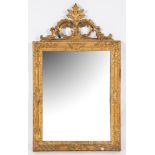 A 19th Century carved giltwood and gesso rectangular mirror:, with pierced foliate scroll,