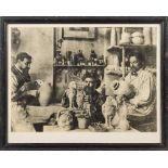 A photograph on wood of the Martin brothers in their studio: depicting Wallace seated modelling a