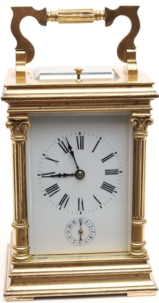 A French Anglaise carriage clock: the eight-day duration movement having a platform lever