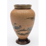 A Doulton Lambeth stoneware vase decorated by Florence Barlow: of footed oviform,