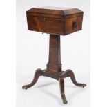 A late Regency rosewood sarcophagus-shaped teapoy:,