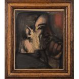 Style of Josef Herman [1911-2000]- Man Thinking:- pastel drawing 45 x 37cm.