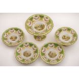 A Davenport porcelain part dessert service: comprising a large centrepiece,