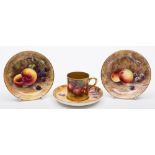 A small group of Royal Worcester fruit painted porcelain: comprising two shallow circular dishes