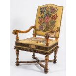 A 17th Century later decorated open armchair:,