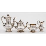 A Victorian silver four-piece tea and coffee service, maker Edward, Edward Jnr,