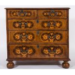 A late 17th/early 18th Century walnut and marquetry rectangular chest:,