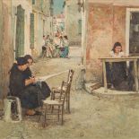 * Wilhelm Thelen [1917-1985] - Street scene with lace makers and artisan women:- signed bottom