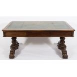 A Victorian partner's mahogany rectangular library table:,