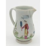 An early Worcester sparrow beak cream jug: of baluster form with grooved loop handle and everted