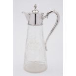 An Elizabeth II glass and silver mounted claret jug, maker Asprey & Co Ltd, London,