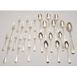 A matched silver Old English pattern part flatware service,