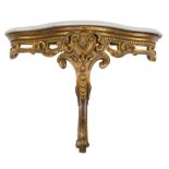 A 19th Century Continental carved giltwood serpentine fronted console table:,