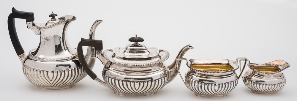 An Edward VII silver four-piece tea and coffee service, maker Walter & Charles Sissons, London,