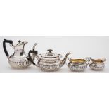 An Edward VII silver four-piece tea and coffee service, maker Walter & Charles Sissons, London,