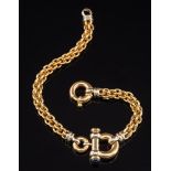 An 18ct gold bracelet of multi-circular link rope design: set with cabochon sapphires,