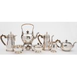 A George V silver seven-piece tea and coffee service, maker Lionel Alfred Crichton, London,