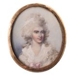 Follower of John Donaldson [1737-1801]- A miniature portrait of Elizabeth Duchess of Hamilton,