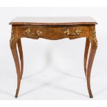 A Victorian walnut, inlaid and gilt metal mounted side table:, of serpentine outline,