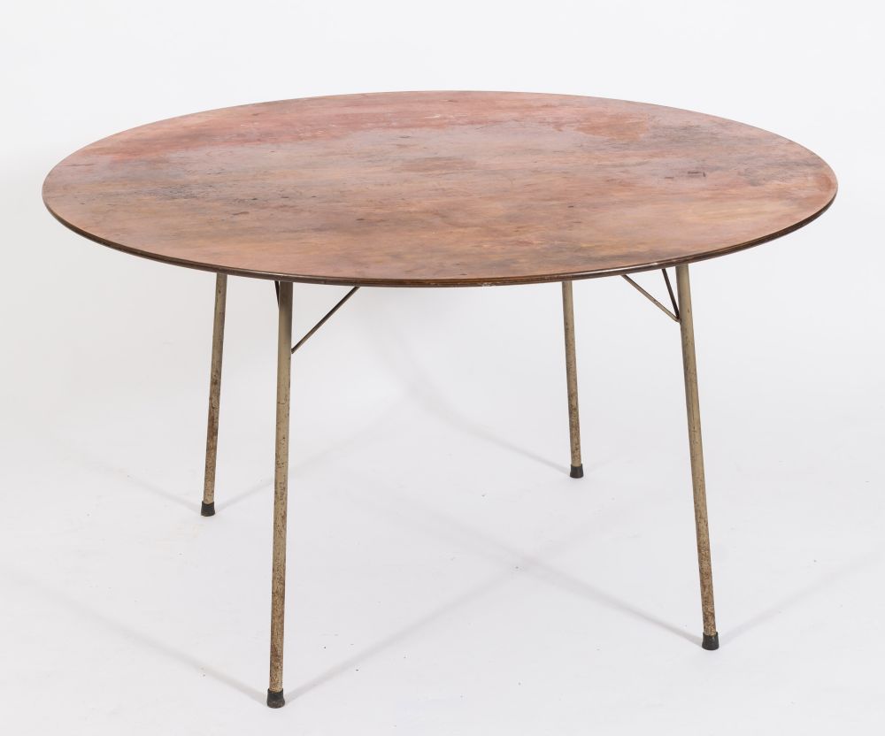 F H Danmark - A 1960's Danish rosewood circular dining table: on four grey metal splayed legs, - Image 2 of 2
