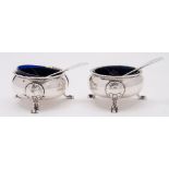 A pair of George IV Scottish silver cauldron salts, maker Robert Grey & Sons, Glasgow,