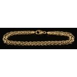 A late 20th century 18ct gold spiga design bracelet:, 21.5cm total length, 16.5gms gross weight.