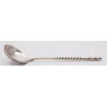 An Imperial Russian silver spoon, marks worn: initialled to the underside of the bowl,