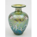 A Continental silver overlay glass vase,