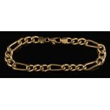 An 18ct gold curb-link bracelet: with lobster clasp, 20cm total length, 11.5gms gross weight.