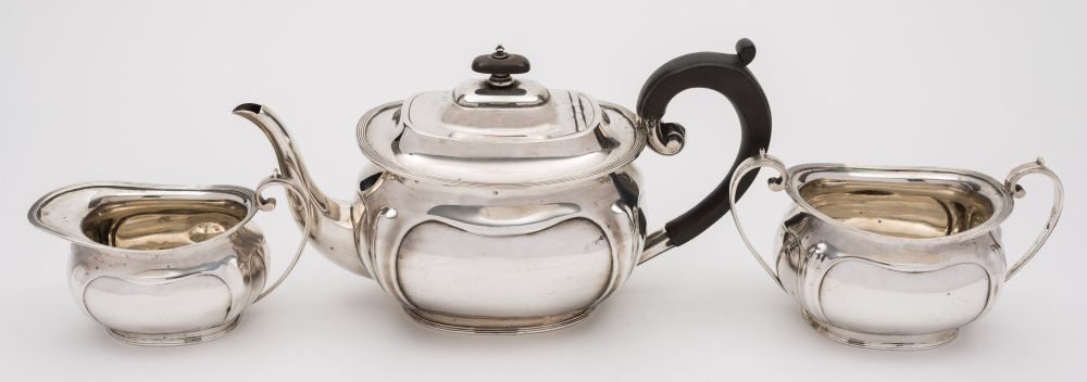 A George V silver three-piece tea service, maker George Howson, Sheffield,