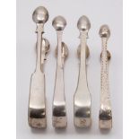 A pair of Victorian provincial silver sugar tongs, maker John Stone, Exeter, 1850: initialled,